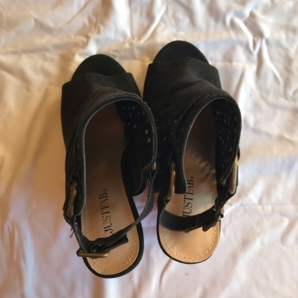 JUSTFAB Black RAELYNN WW Open Toe and Heel,  Square Heel Shoes-Size 7 NWOT - Picture 5 of 11